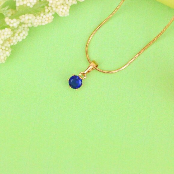 "Tiny Blue Stone Pendant in Rose Gold Setting, XPPT1573 - Picture 11 of 12